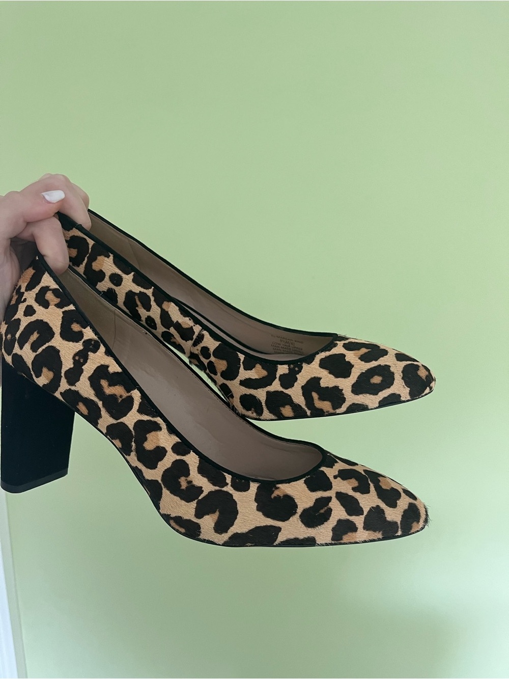 Essex Lane Leopard Print Block Heel Pumps - Black and Tan